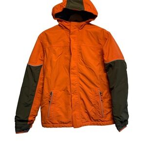 Lands' End Squall Jacket Kids L 14-16 Orange Waterproof Parka Hooded Coat